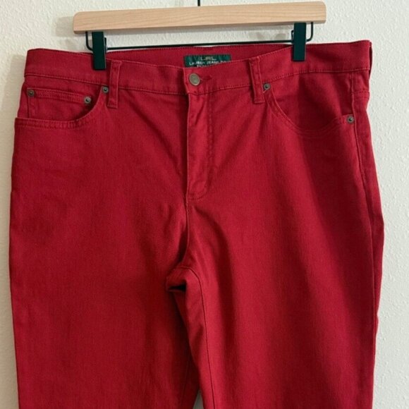 LRL Jeans Ralph Lauren Women's SZ 16 Red Straight Stretch Cropped/Ankle - Picture 3 of 14